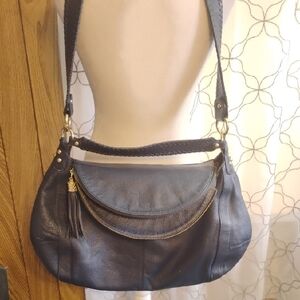 Onna Ehrlich Navy Leather Shoulder Bag
